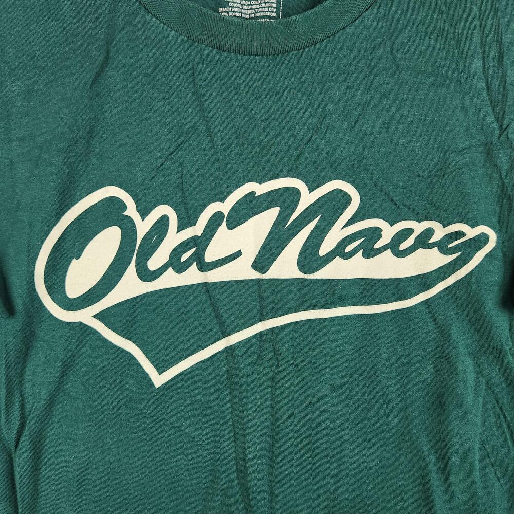 Old Navy Shirt Mens Large Green Logo Graphic Tee Preppy Outdoors School Casual